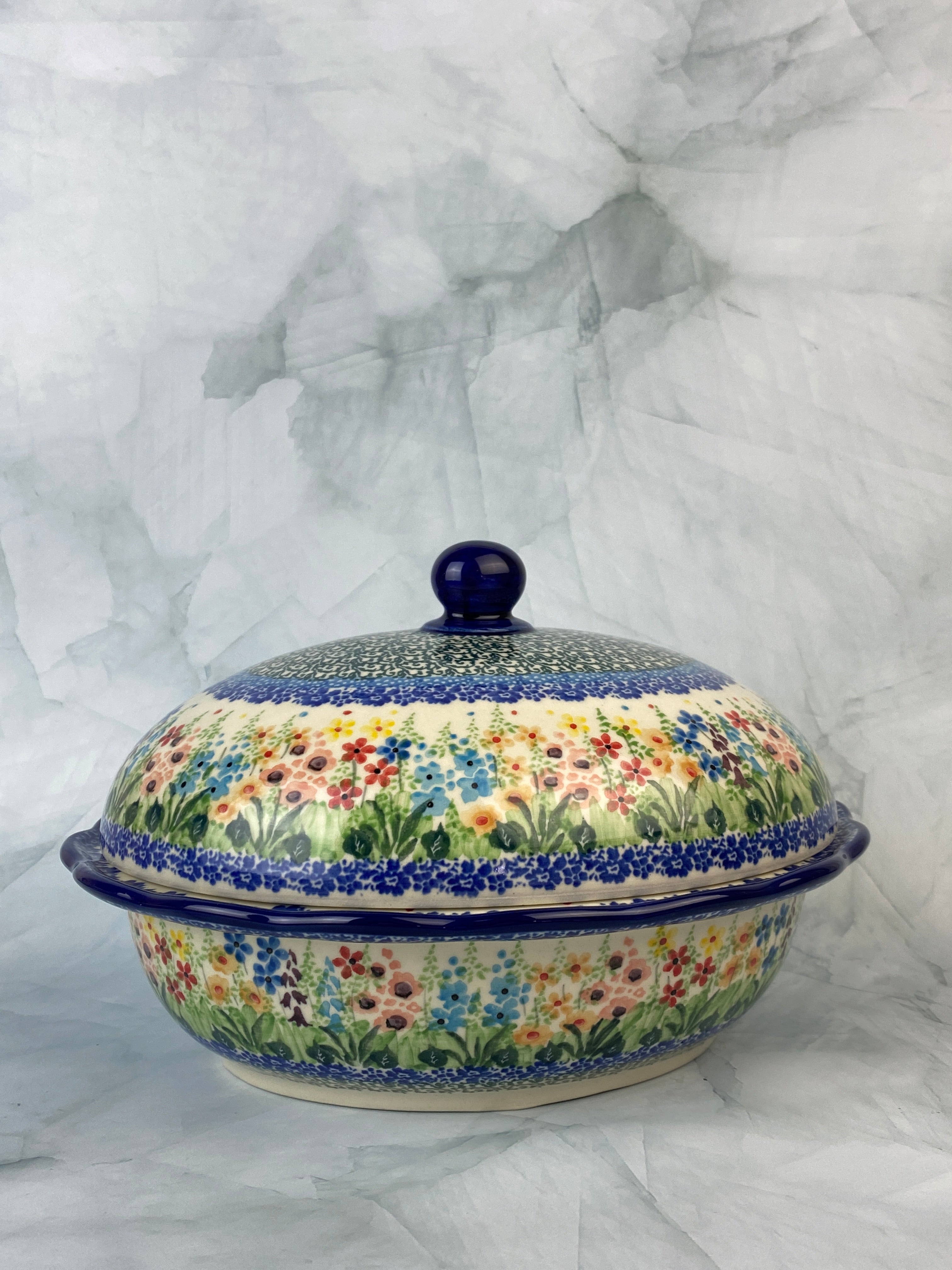 Roaster Pattern Scalloped Unikat Roaster - Shape D44 - Pattern U4893 – Polish Pottery ...