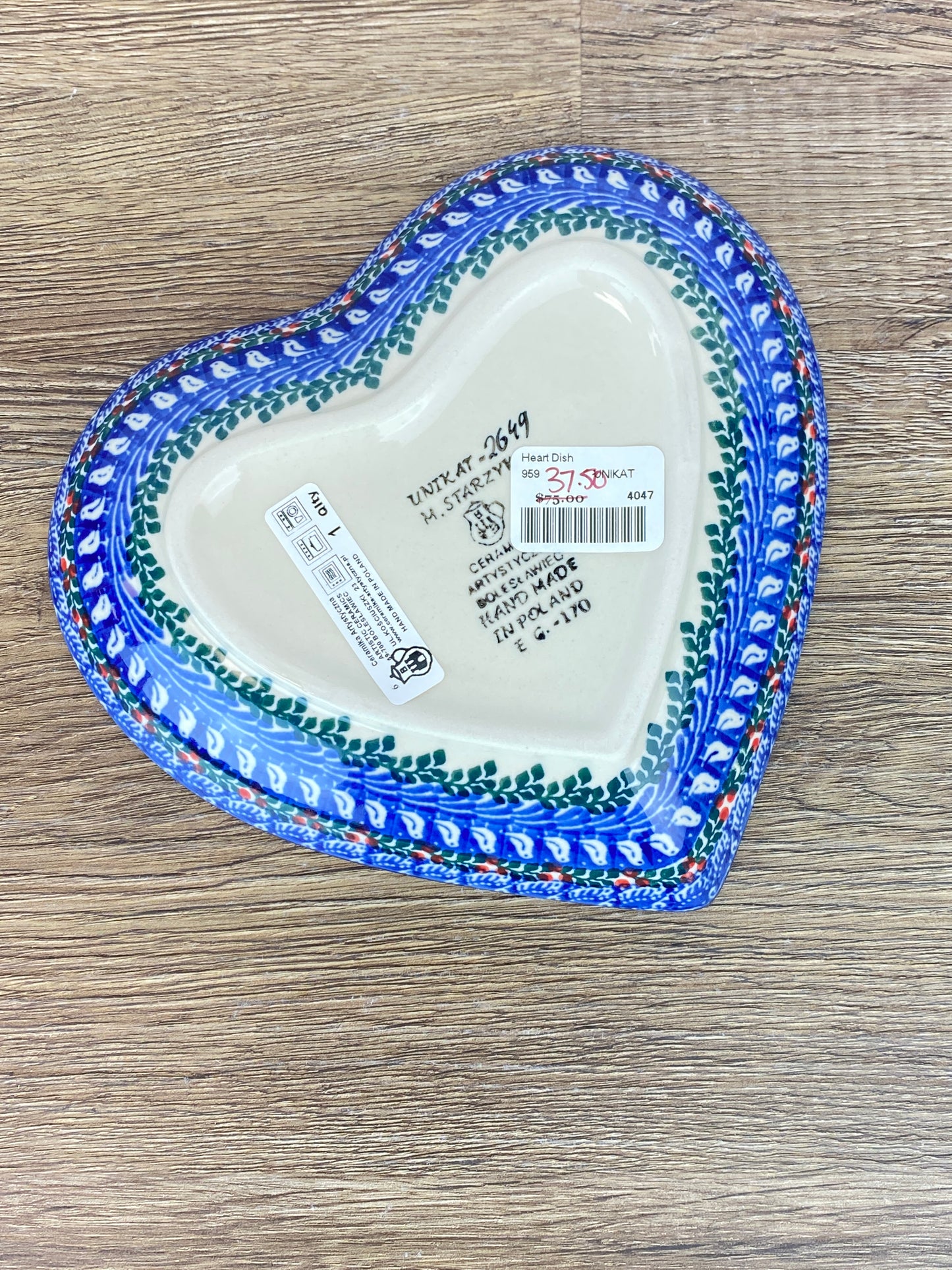 SALE Medium Unikat Heart - Shape 959 - Pattern U2649