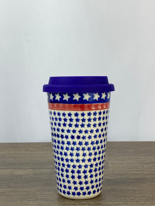 14oz Unikat Travel Mug - Shape V559 - Blue Stars and Stripes