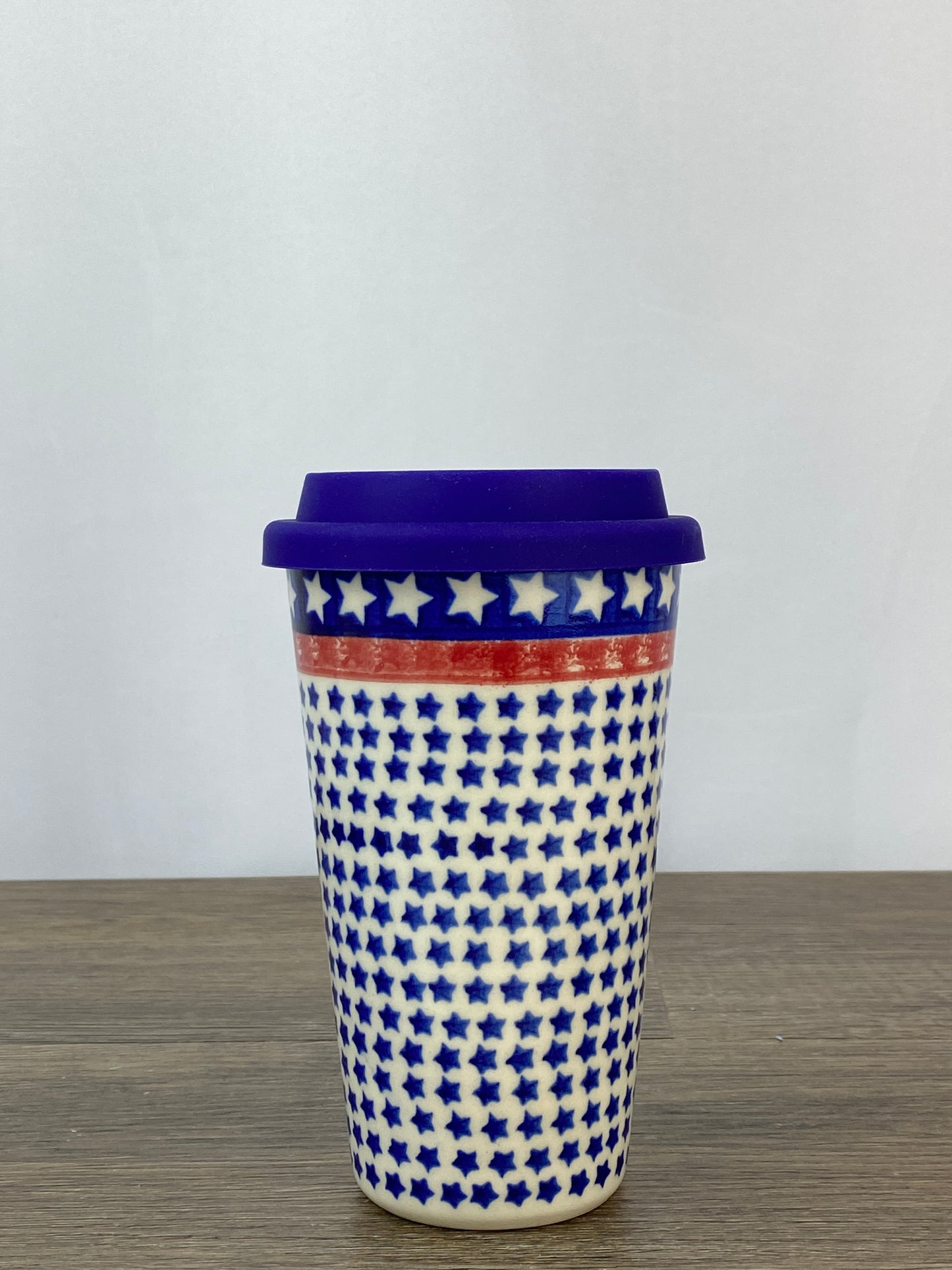 14oz Unikat Travel Mug - Shape V559 - Blue Stars and Stripes