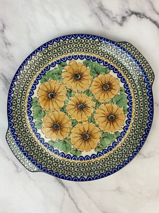SALE Round Unikat Platter With Handles / Pizza Stone - Shape 151 - Pattern U740