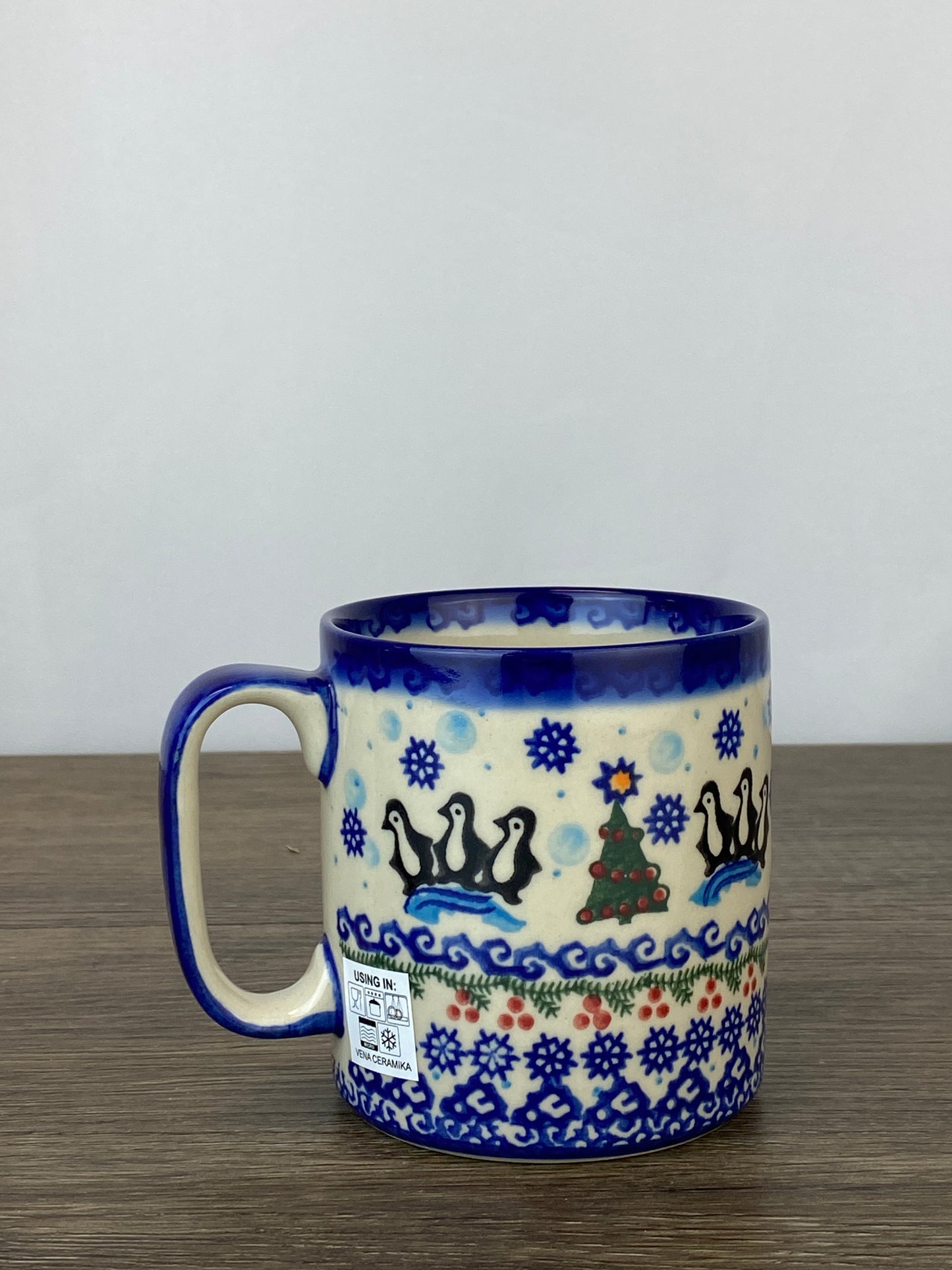 Vena Unikat 12oz Holiday Mug - Shape V055 - Penguin Party