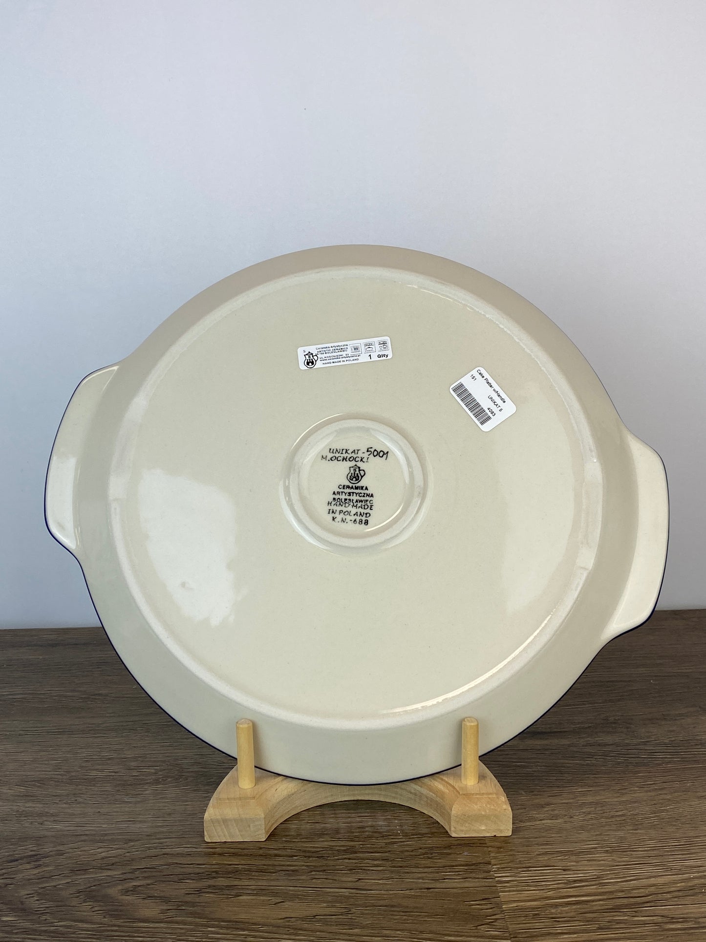 SALE Round Unikat Platter With Handles / Pizza Stone - Shape 151 - Pattern U5001