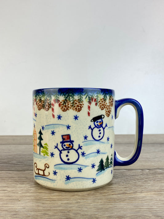 Vena Unikat 12oz Holiday Mug - Shape V055-350 - Christmas in Bolesławiec Standing Snowmen
