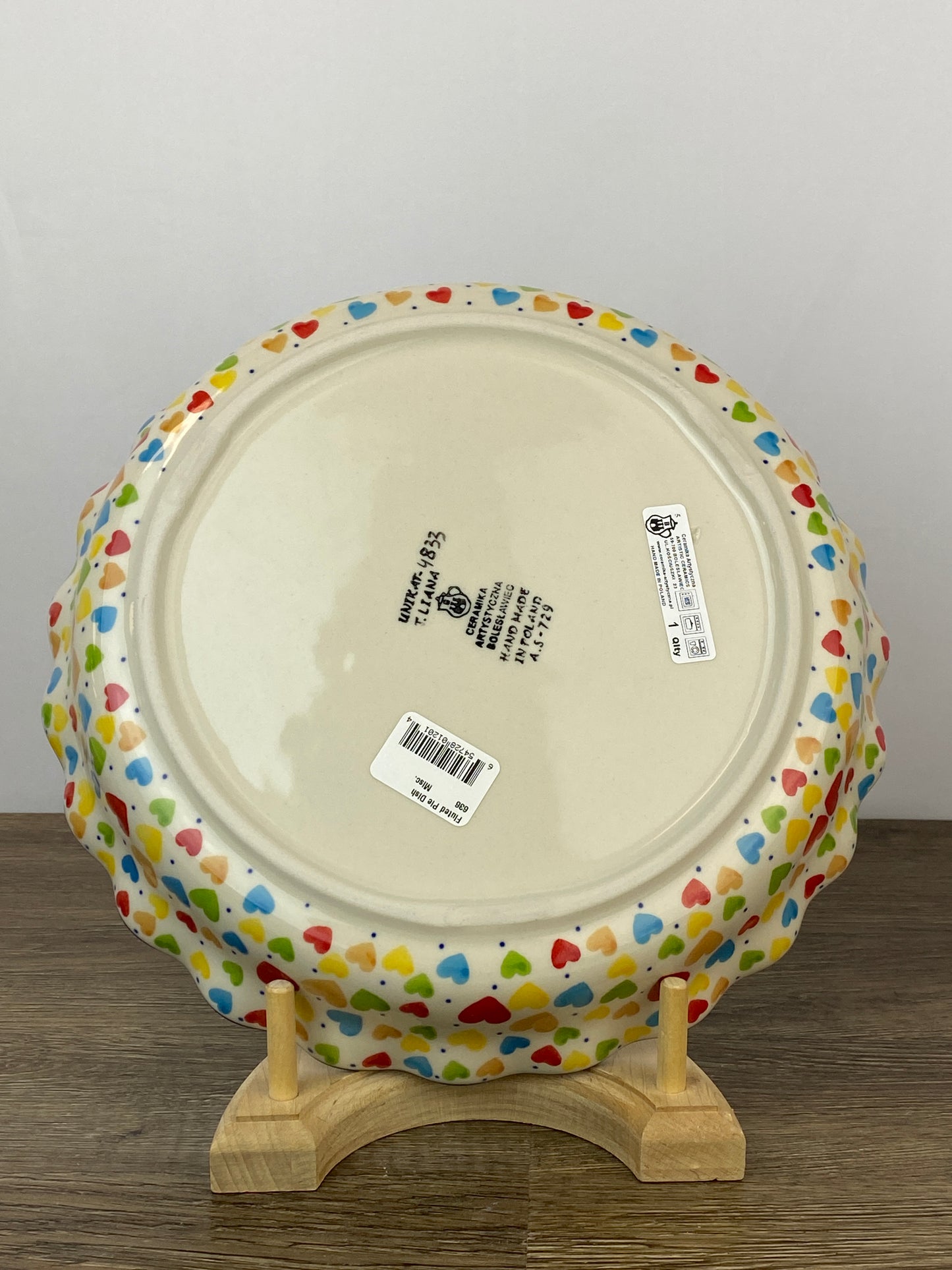 SALE Ruffled Unikat Pie Plate / Round Baker - Shape 636 - Pattern U4833