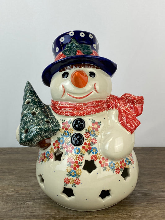 Large Andy Snowman Votive - Red Scarf