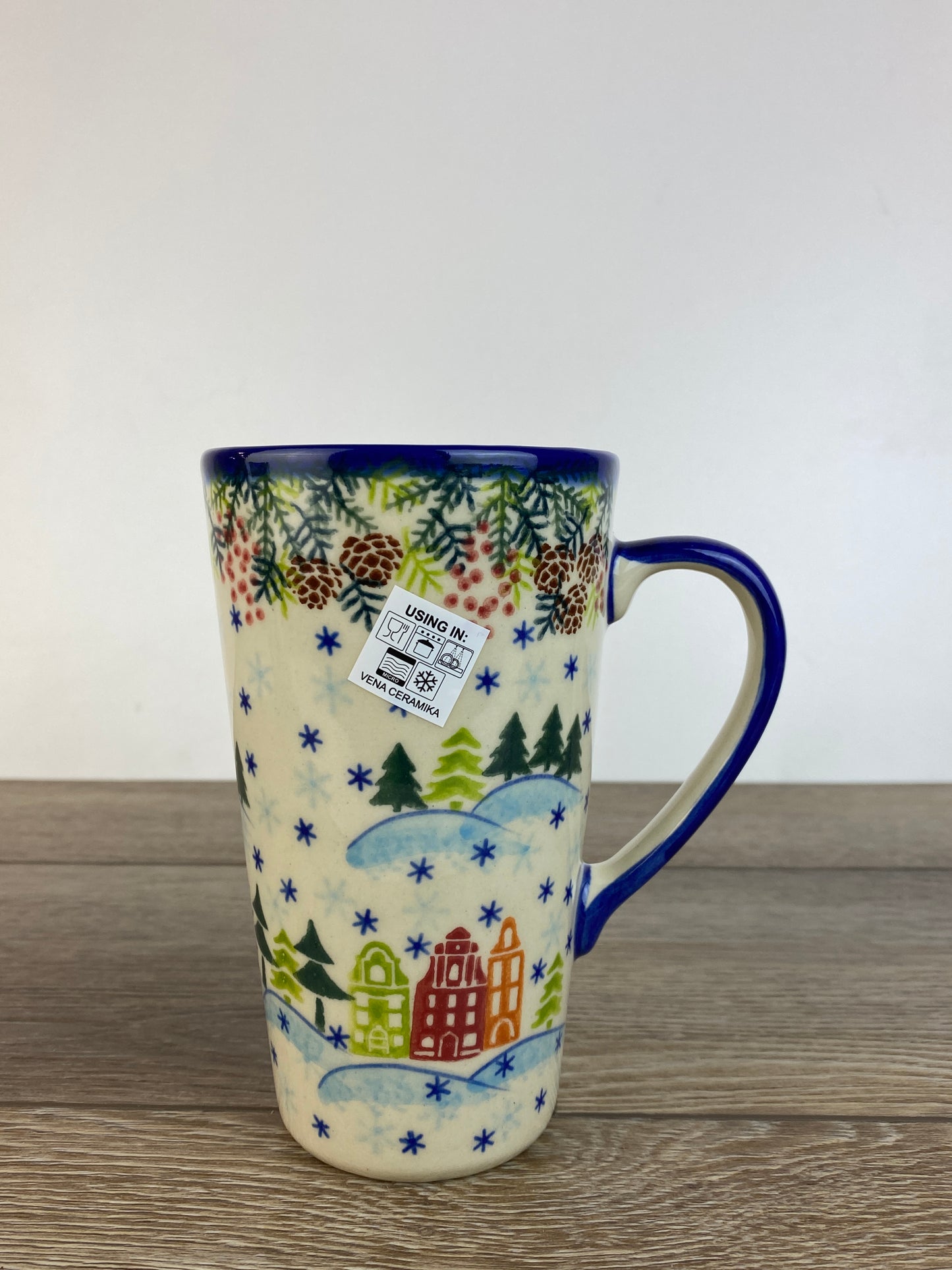 Vena Unikat Latte Mug - Shape V468 - Christmas in Bolesławiec Reindeer