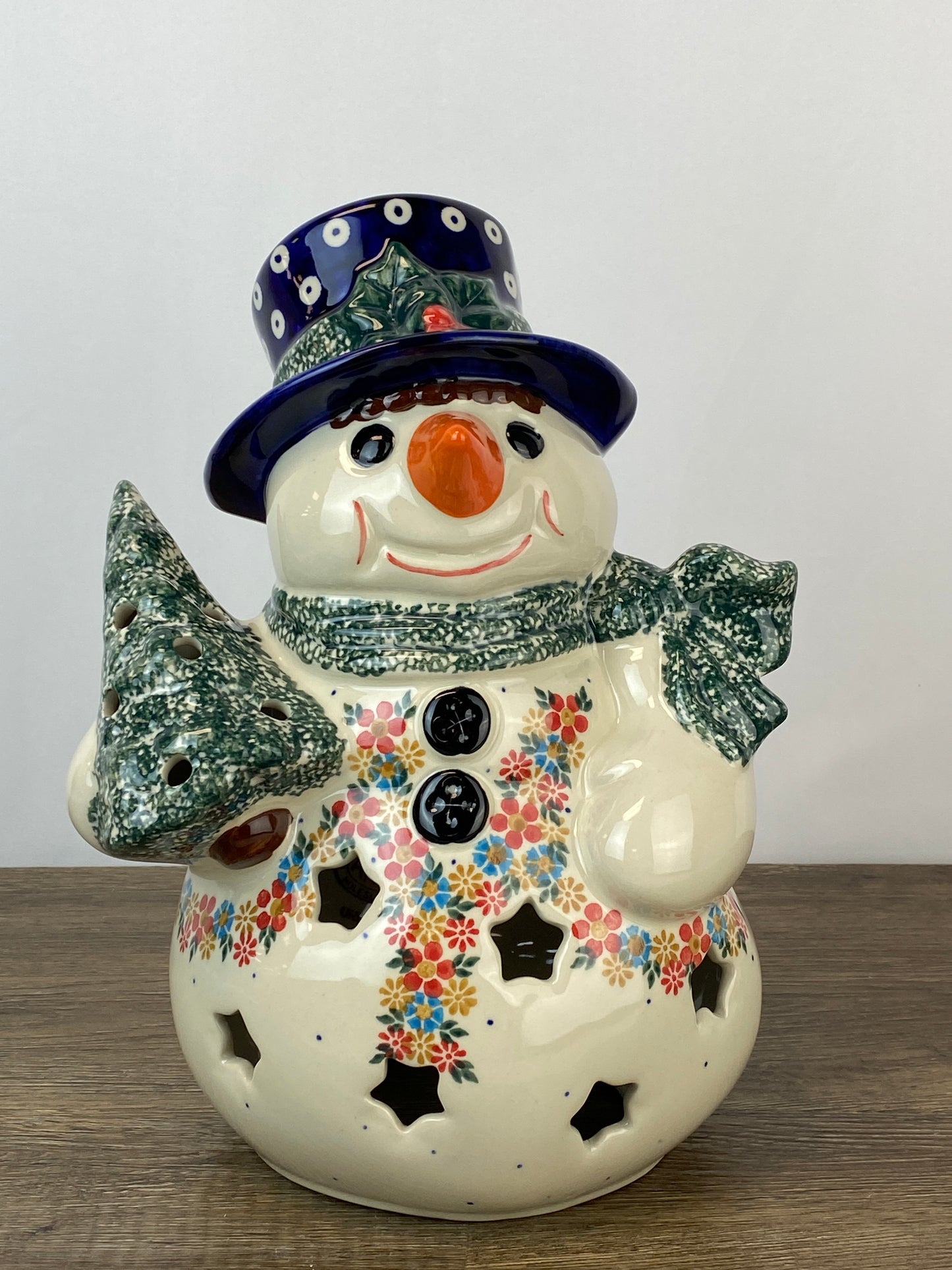 Large Andy Snowman Votive - Green Scarf